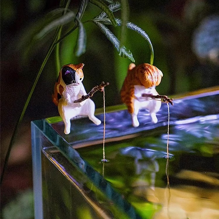 Mini Fishing Cat Ornament for  - Aquarium Planet review and price